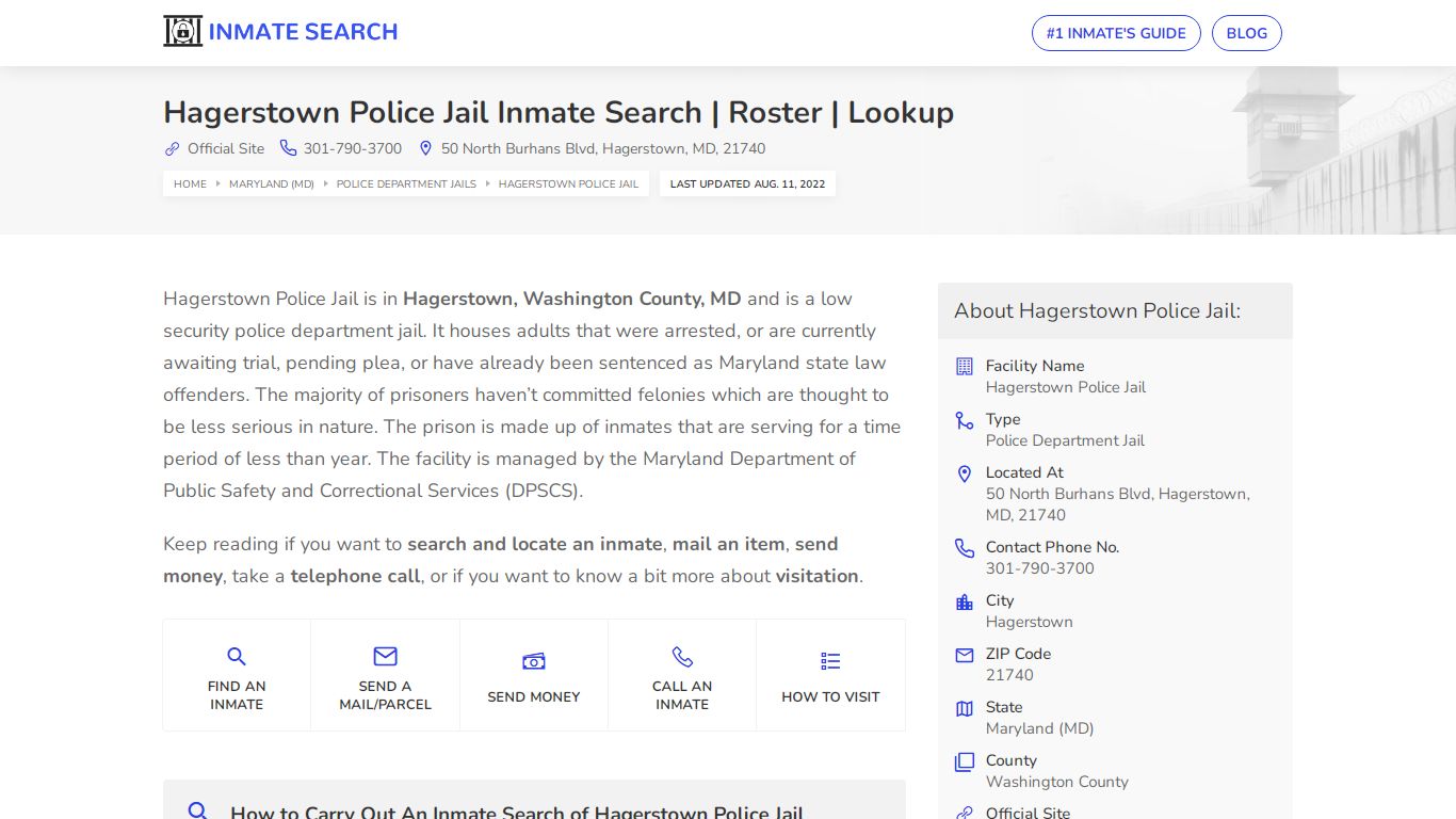 Hagerstown Police Jail Inmate Search | Roster | Lookup