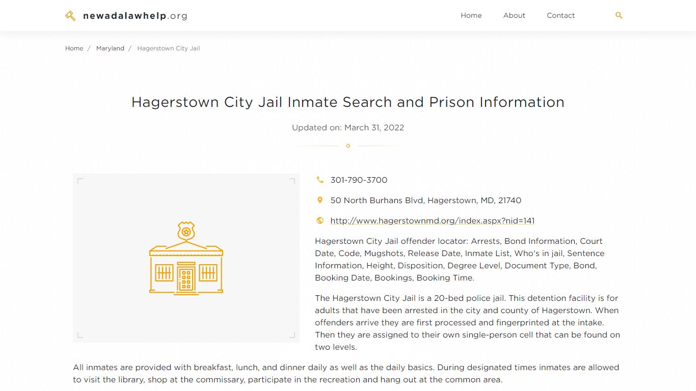 Hagerstown City Jail Inmate Search, Visitation, Phone no ...