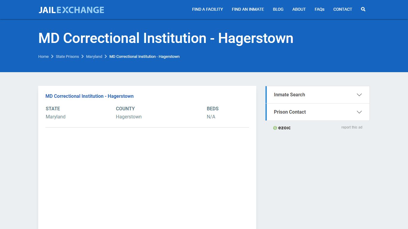 MD Correctional Institution - Hagerstown Prisoner Search ...